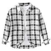 Japanese Trendy Plaid Long Sleeve Shirt For Men